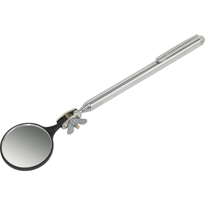 690mm Telescopic Articulated Inspection Mirror - Round 40mm Mirror - Pocket Clip Loops
