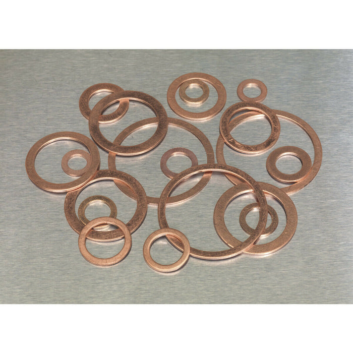 250 Piece Copper Sealing Washer Assortment - Metric - Partitioned Storage Box Loops