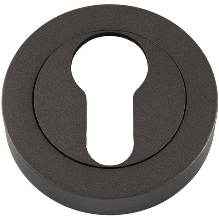 50mm Euro Profile Round Escutcheon Concealed Fix Matt Bronze Keyhole Cover Loops