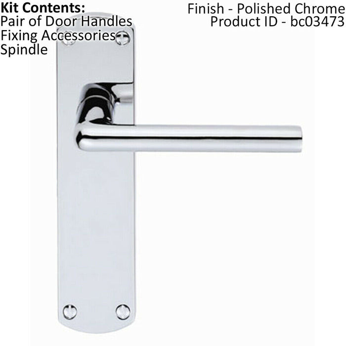 Rounded Straight Bar Handle on Latch Backplate 170 x 42mm Polished Chrome Loops