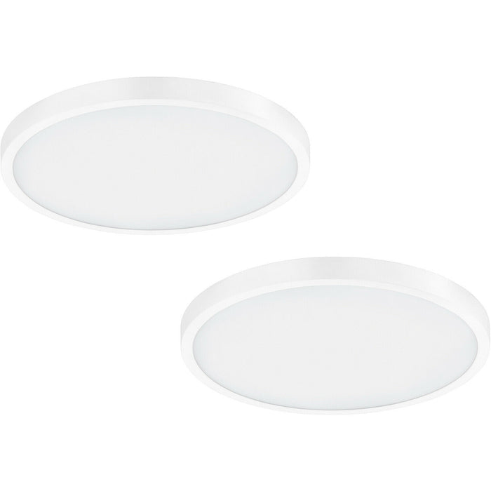 2 PACK Wall / Ceiling Light White 400mm Round Surface Mounted 25W LED 3000K Loops