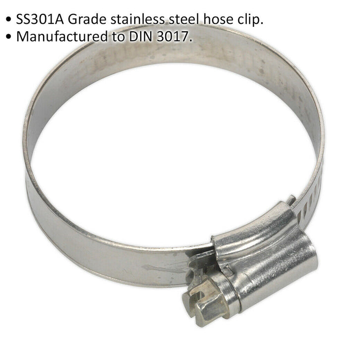 10 PACK Stainless Steel Hose Clip - 35 to 51mm Diameter - Hose Pipe Clip Fixing Loops