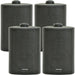 4x 6.5" 120W Black Outdoor Rated Garden Wall Speakers Wall Mounted 8Ohm & 100V