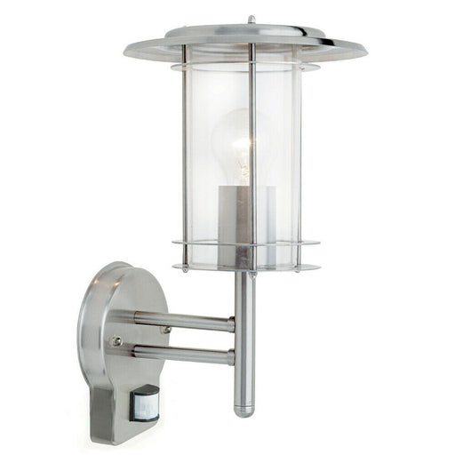 IP44 Outdoor Wall Light Stainless Steel Modern Lantern Glass Round PIR Outdoor Loops