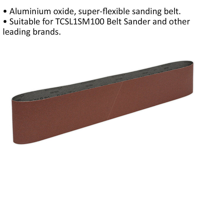 PREMIUM 100mm x 1220mm Sanding Belt - 80 Grit Aluminium Oxide Cloth Backed Loop Loops