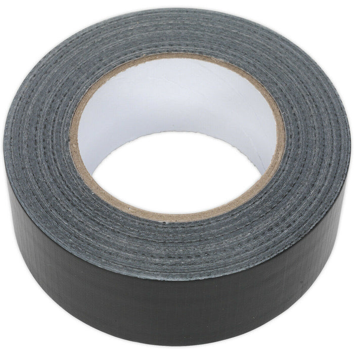 48mm x 50m BLACK Duct Tape Roll - EASY TEAR - High Tack Moisture Resistant Seal Loops