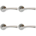 4x PAIR Twisted Angular Design Handle on Round Rose Concealed Fix Satin Steel Loops
