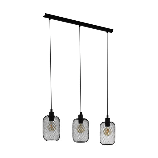 Hanging Ceiling Pendant Light Black Mesh 3x 60W E27 Kitchen Island Lamp Loops