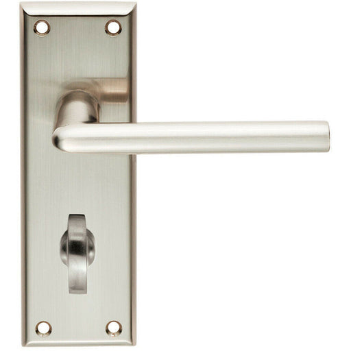 PAIR Rounded Lever on Bathroom Backplate Handle 150 x 50mm Satin Nickel Loops