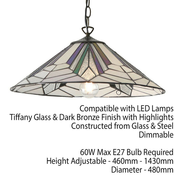Tiffany Glass Hanging Ceiling Pendant Light Bronze Chain Deco Lamp Shade i00077 Loops