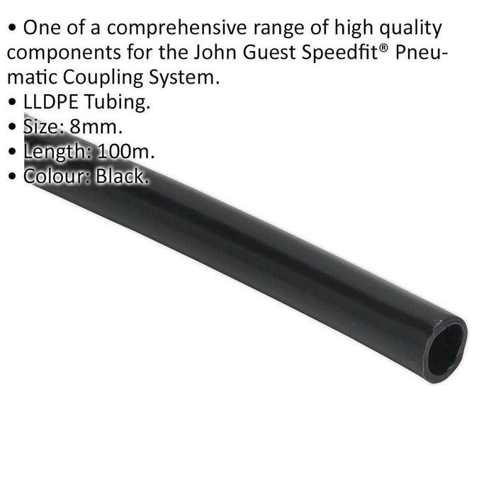 8mm x 100m LLDPE Flexible Tubing - BLACK Water & Gas Hose Pipe