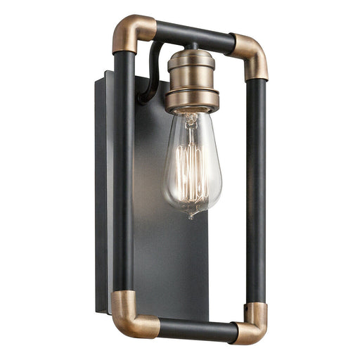 Wall Light Sconce Black and Natural Brass LED E27 60W Bulb Loops