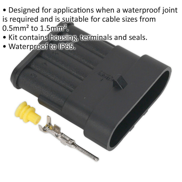 3 PACK Superseal 5-Way Male Connector - Housing Terminals & Seals - Waterproof Loops