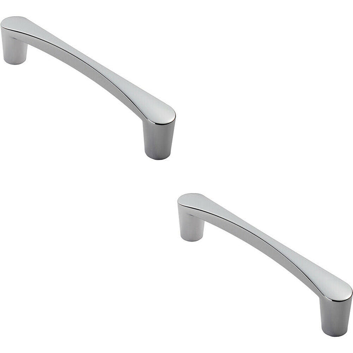 2x Curved D Shape Pull Handle 146 x 18.5mm 128mm Fixing Centres Polished Chrome Loops