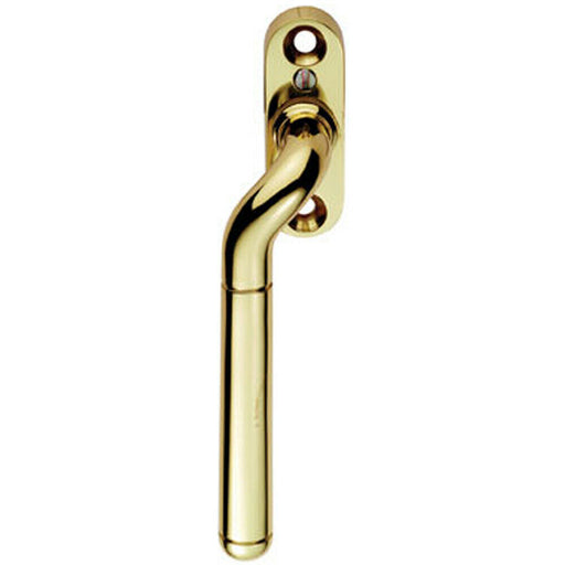 Cranked Locking Window Espagnolette Handle Left Handed 110mm Polished Brass Loops