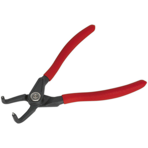 170mm Bent Nose Internal Circlip Pliers - Spring Loaded Jaws - Non-Slip Tips Loops