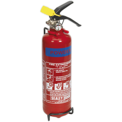 1kg Refillable Dry Powder Fire Extinguisher - Mounting Bracket - Pressure Gauge Loops