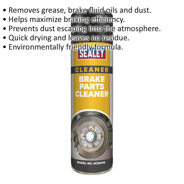 6 PACK 500ml Brake Parts Cleaner Aerosol - Removes Grease Brake Fluid Oils Dust Loops