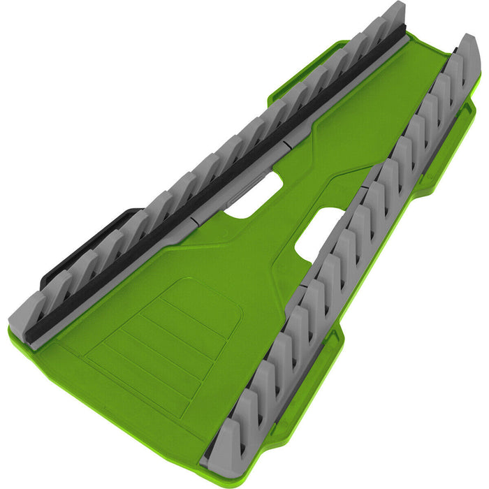 16x Reversible Spanner GREEN Sharks Teeth Tool Rack - Drawer Mount Management Loops