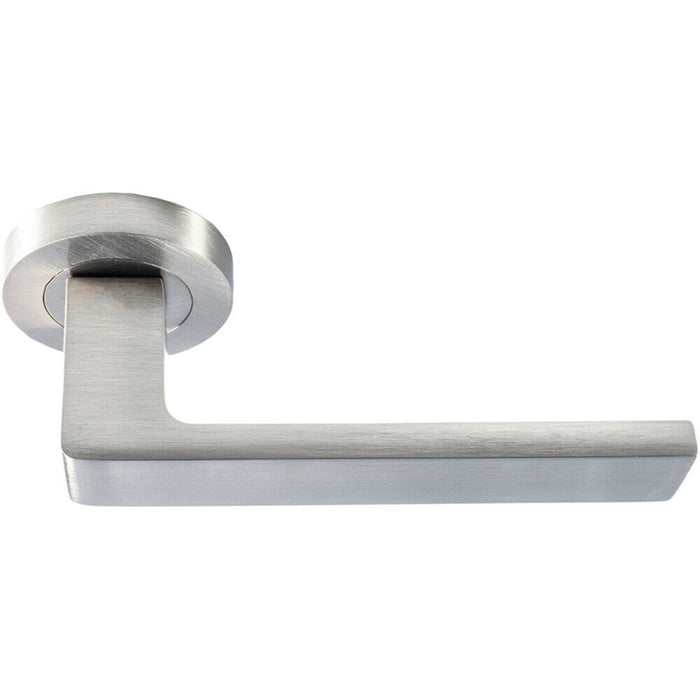 PAIR Straight Square Handle on Round Rose Concealed Fix Satin Nickel Loops
