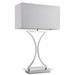 2 PACK Modern Table Lamp Light Chrome Metal & White Shade Square Desk Sideboard Loops