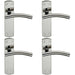 4x Curved Lever on Latch Backplate Door Handle 172 x 44mm Polished & Satin Steel Loops