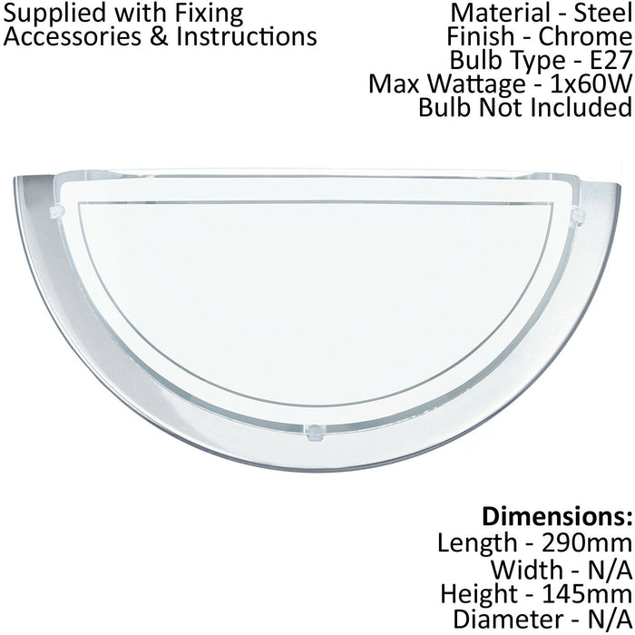 Wall Light Colour Chrome Shade White Clear Glass Painted Bulb E27 1x60W Loops