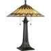 2 Bulb Twin Table Lamp Tiffany Style Coloured Glass Valiant Bronze LED E27 60W Loops