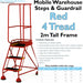 4 Tread Mobile Warehouse Steps & Guardrail RED 2m Portable Safety Stairs Loops