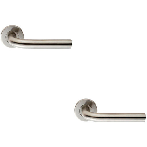 2x PAIR 19mm Straight Round Bar Handle on Round Rose Concealed Fix Satin Steel Loops