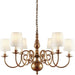 Luxury Hanging Ceiling Pendant Light Solid Brass Marble Silk 6 Lamp Chandelier Loops