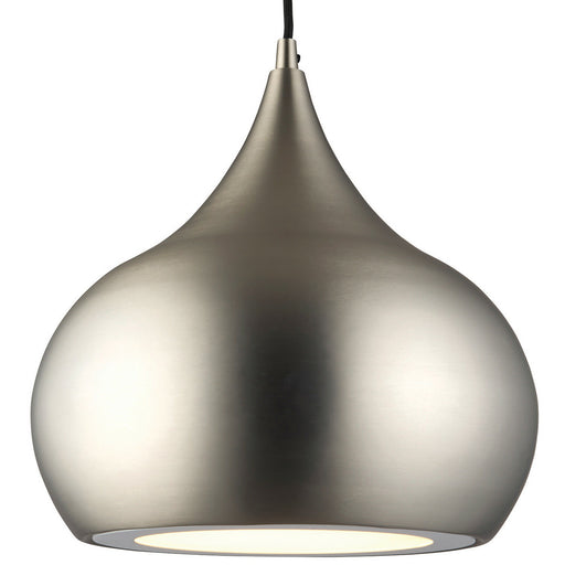 LED Ceiling Pendant Light 18W Cool White Bulb Matt Nickel Hanging Dome Shade Loops