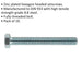 10 PACK HT Setscrew - M12 x 100mm - Grade 8.8 Zinc - Fully Threaded - DIN 933 Loops