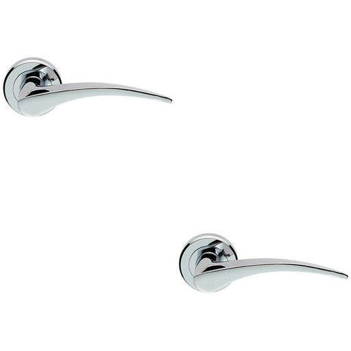 2x PAIR Arched Tapered Handle on Round Rose Concealed Fix Polished Chrome Loops