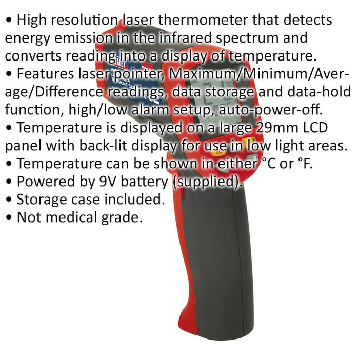 Infrared Laser Digital Thermometer - 700° Max Temperature - Battery Powered Loops