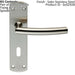 Curved Bar Lever Door Handle on Lock Backplate 172 x 44mm Satin Steel Loops