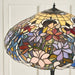 1.5m Tiffany Twin Floor Lamp Dark Bronze & Floral Stained Glass Shade i00027 Loops