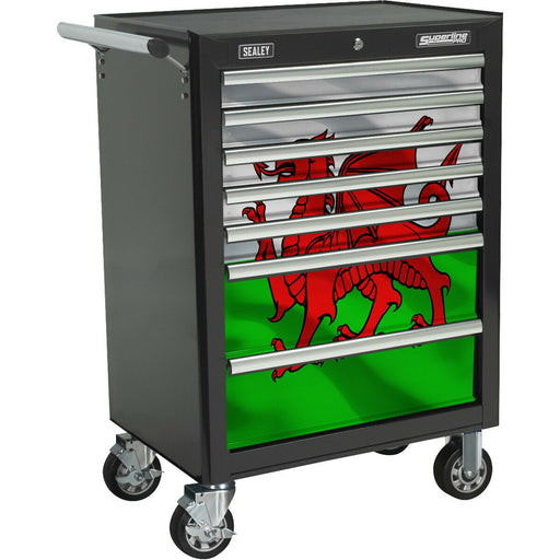 685 x 465 x 1005mm 7 Drawer WALES Portable Tool Chest Locking Mobile Storage Loops