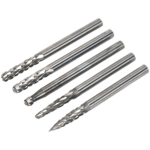 5 PACK - 3mm Micro Carbide Burr Bits Set - VARIOUS HEADS - Rotary Metal Cutter Loops