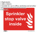 1x SPRINKLER STOP VALVE Health & Safety Sign - Rigid Plastic 200 x 150mm Warning Loops