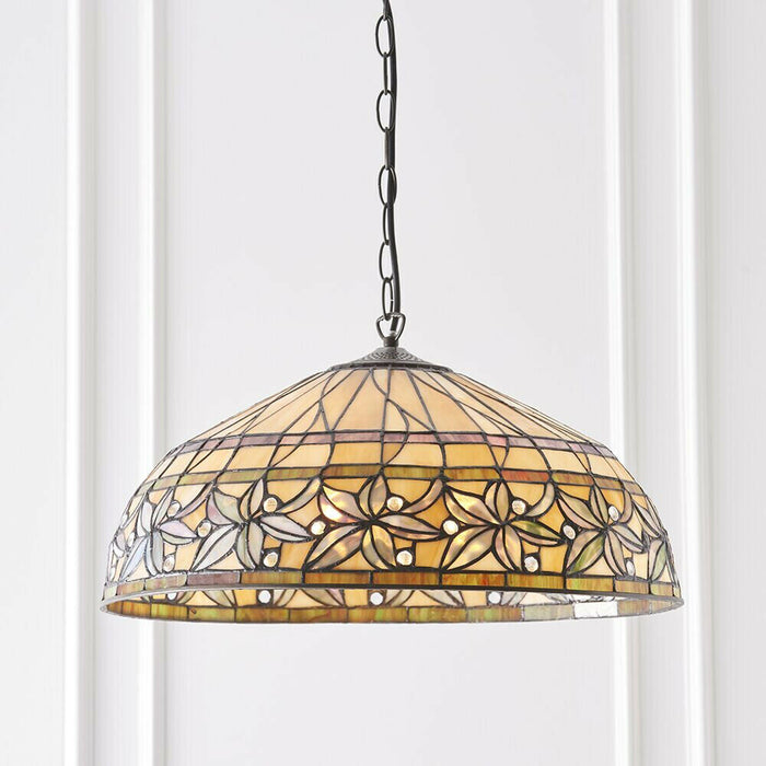 Tiffany Glass Hanging Ceiling Pendant Light Floral Autumn Lamp Shade i00071 Loops