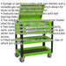 Heavy Duty Tool & Parts Trolley - 925 x 440 x 900mm - Lockable Top - Green Loops