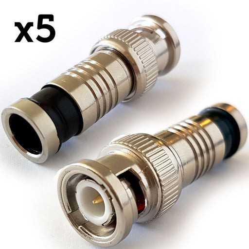 5x BNC Compression Connectors RG59 Crimp Male Plugs Coaxial Cable CCTV Install Loops