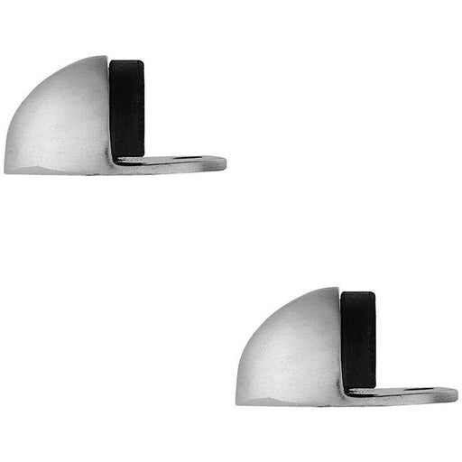 2x Floor mounted Oval Doorstop 44 x 22mm Polished Chrome Half Moon Stopper Loops