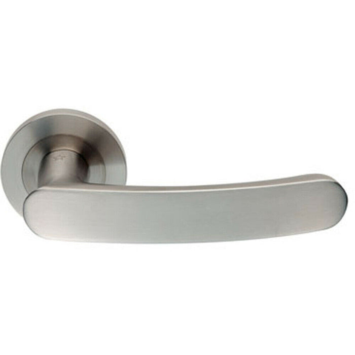 2x PAIR Curved Handle with Rounded Ends Concealed Fix Round Rose Satin Steel Loops