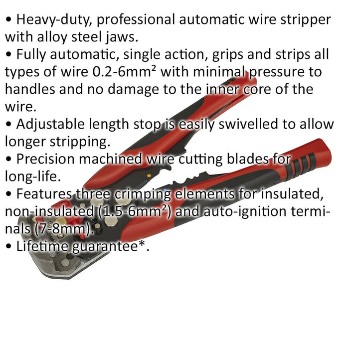 Heavy Duty Automatic Wire Stripping Tool - 0.2mm to 6mm² Cables - Steel Jaws Loops