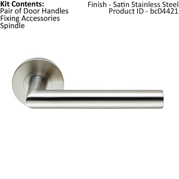 PAIR Round Mitred Bar Safety Handle on Round Rose Concealed Fix Satin Steel Loops