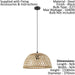 Hanging Ceiling Pendant Light Wicker Bowl 1 x 40W E27 Hallway Feature Lamp Loops
