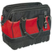 305 x 185 x 255mm STRONG Tool Bag - RED - Multiple Pocket RUBBER Base Storage Loops