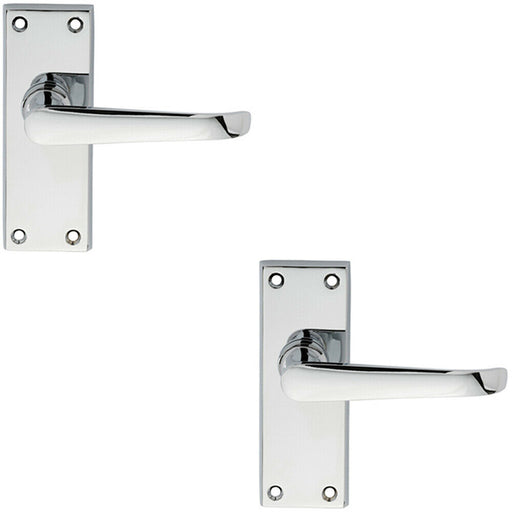 2x PAIR Straight Victorian Handle on Latch Backplate 150 x 42mm Polished Chrome Loops